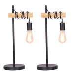 Sagebrook Home Set of 2 18`` Metal/Wood Table Lamps, Black - Kd