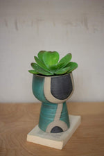 Kalalou CPH3395 Black Tan And Turquoise Ceramic Vase