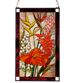 Meyda Lighting 51539 20"W X 32"H Tropical Floral Stained Glass Window Panel