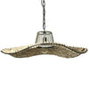 Benzara Metal Frame Pendant Lamp with Wooden Beads and Chain, Bronze and Cream