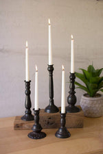 Kalalou CMN1376 Set Of Five Metal Candleholders - Antique Black