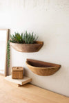 Kalalou NRAC1104 Set of Two Repurposed Dough Bowl Demi-Lune Wall Planters