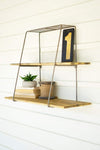 Kalalou CQ7569 Recycled Wood And Metal Shelf With Wire Mesh Top