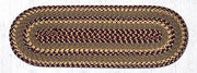 Earth Rugs C-341 Burgundy/Gray/Mustard Oval Table Runner 13``x36``