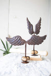 Kalalou A6195 Hand Hammered Angel Wings on Caged Bases