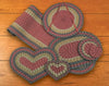 Earth Rugs C-238 Burgundy/Olive/Charcoal Heart Trivet 8``x7``