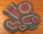 Earth Rugs C-238 Burgundy/Olive/Charcoal Heart Trivet 8``x7``