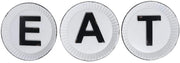 Kalalou CHYK1027 White And Black Tin ``EAT`` Sign