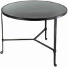 Benzara BM209918 Contemporary Coffee Table with Metal Frame and Round Stone Top, Black