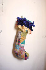 Kalalou NRV2087 Shaggy Top Kantha Christmas Stocking