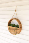 Kalalou CJAL1035 Round Recycled Wood Planter with Rope Hanger