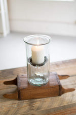 Kalalou CV1021D Glass Candle Cylinders with Rustic Inserts
