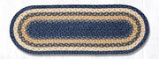 Earth Rugs C-79 Lt. Blue/Dk. Blue/Mustard Jute Table Runner 13``x36``