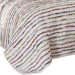 Benzara Five Piece King Size Cotton Quilt Set with Sewn Floral Ruffles, Multicolor
