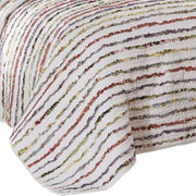 Benzara Five Piece King Size Cotton Quilt Set with Sewn Floral Ruffles, Multicolor