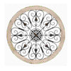 Benzara Round Intricate Metal Scrollwork Wall Decor with Wooden Frame, Cream and Brown