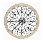 Benzara Round Intricate Metal Scrollwork Wall Decor with Wooden Frame, Cream and Brown