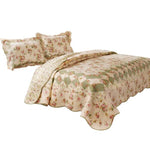 Benzara Denali 3 Piece Fabric King Size Quilt Set with Floral Prints, Multicolor