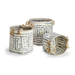 Two's Company 53115 Perivilos Set of 3 Hand-Crafted Jute Rope Handles Baskets