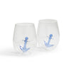 Two's Company 53380 Anchors Away Stemless Wine Glass