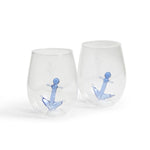 Two's Company 53380 Anchors Away Stemless Wine Glass