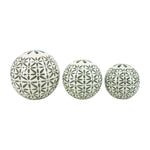 Sagebrook Home 16551-16 Ceramic, Set of 3 Abstract Orbs, 4/5/6" Dark Sage Green