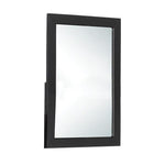 Benzara Rectangular Wood Encased Mirror with Faux Leather Upholstery, Black