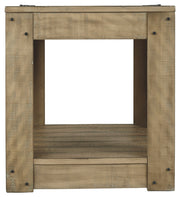 Benzara Plank Design Wooden Rectangular End Table with Weathered Look, Brown
