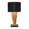 Benzara Transitional Table Lamp with Metal and Wood Base, Black and Brown