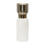 Sagebrook Home 18219-02 Metal, 14" Hair On Hide Candleholder, White/Gold