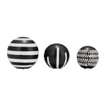 Sagebrook Home 17909 Ceramic, Set of 3 4/5/6", Tribal Orbs, Black/Ivory