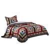 Benzara Thames 2 Piece Twin Size Cotton Quilt Set with Log Cabin Pattern, Multicolor