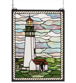 Meyda Lighting 55949 15"W X 20"H Yaquina Head Lighthouse Stained Glass Window Panel