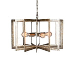 Benzara 4 Light Flat Metal Frame Chandelier, Gray
