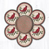 Earth Rugs TNB-25 Holly Cardinal Trivets in a Basket 10``x10``