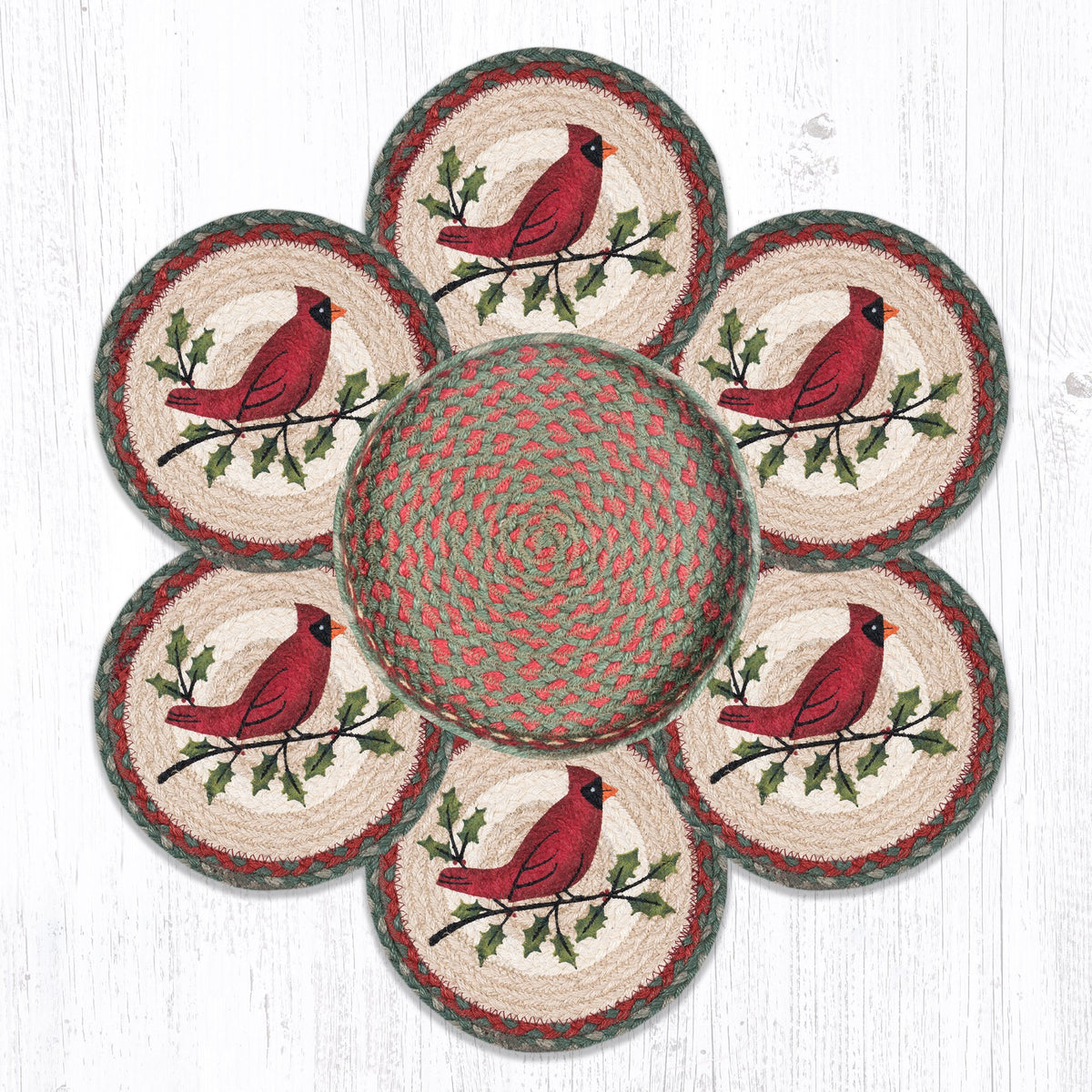 Earth Rugs Holly Cardinal Round Trivet – Holiday Kitchen Hot Pad 10