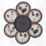 Earth Rugs TNB-430 Roosters Trivets in a Basket 10``x10``