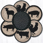 Earth Rugs TNB-459 Barnyard Animals Trivets in a Basket 10``x10``