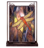 Meyda Lighting 56831 9.5"W X 10.5"H Dragonfly Lighted Mini Tabletop Window Panel