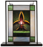 Meyda Lighting 56832 6"W X 9"H Fleur-de-lis Lighted Mini Tabletop Window Panel