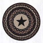 Earth Rugs PM-RP-313 Black Star Printed Round Placemat 15``x15``