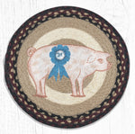 Earth Rugs PM-RP-344 Farmhouse Pig Printed Round Placemat 15``x15``