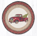 Earth Rugs PM-RP-530 Christmas Truck Printed Round Placemat 15``x15``