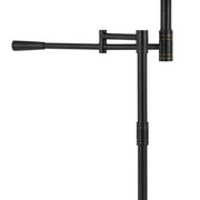 Benzara Metal Body Table Lamp with Swing Arm and Hardback Shade, Black and Beige