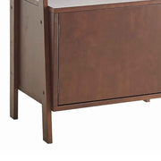 Benzara Three Tier Wooden Ladder Shelf with Storage Compartment, Dark Brown
