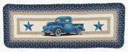 Earth Rugs PP-362 Blue Truck Oblong Printed Table Runner 13``x36``