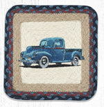 Earth Rugs PP-362 Blue Truck Square Printed Trivet 10``x10``