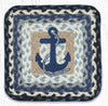 Earth Rugs PP-443 Navy Anchor Square Printed Trivet 10``x10``