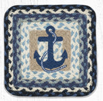 Earth Rugs PP-443 Navy Anchor Square Printed Trivet 10``x10``