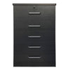 Better Home Products 5970-XIA-BLK Xia 5 Drawer Chest Of Drawers In Black Silver